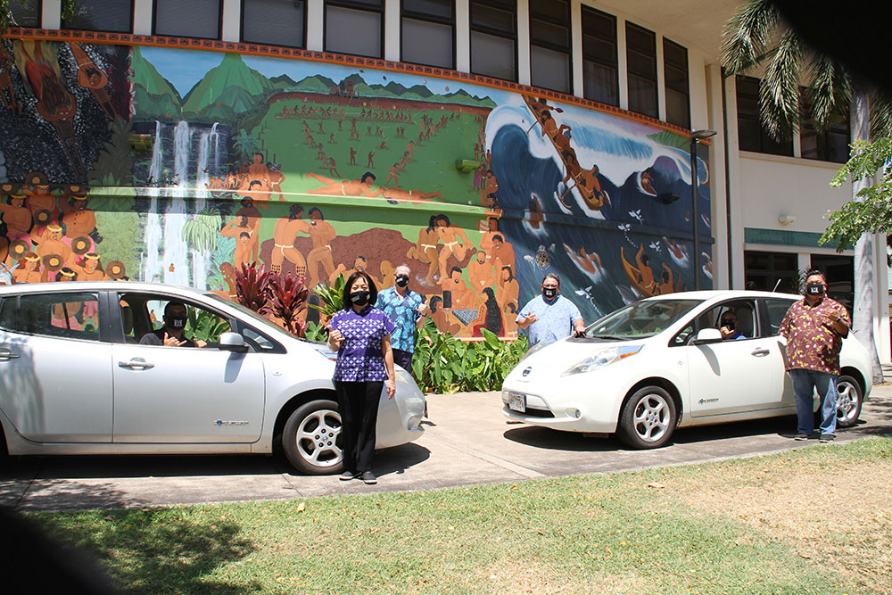Two Nissan Leafs at UHMC