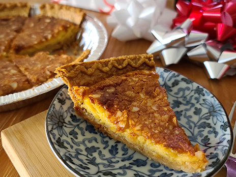 Macadamia Nut Eggnog Custard Pie