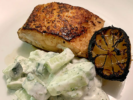 Salmon with Creamy Feta Cucumbers